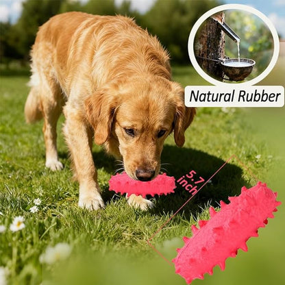 2 Pack Dog Chew Toys, Tough Puppy Teething Toys for Puppies, Soft Foaming Rubber Toys for Small Medium Breed Dogs, Pink