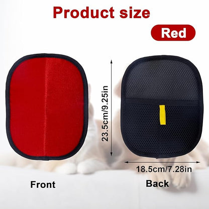 Double-Sided Pet Grooming Gloves, Electrostatic Versatile Static Pet Hair Remover Glove Reusable Static Cat Grooming Tools for Carpet Couch Clothing Furniture Supplies (Red)