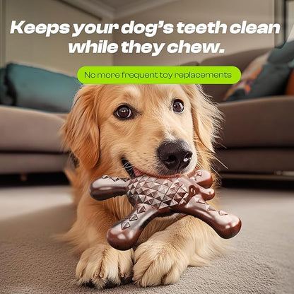 Indestructible Dog Chew Toy for Aggressive Chewers – Tough Nylon Super Chewer Toy, Bacon Flavor, Long-Lasting & Heavy-Duty, Teeth Cleaning & Boredom Relief for Large Breed Dogs