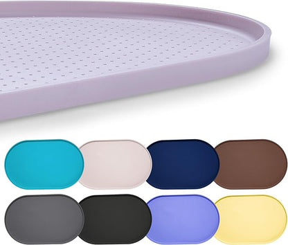 Hubulk 100% Waterproof Silicone Pet Feeding Mat with Raised Edge for Food and Water, Dog Bowl Mats, Cat Bowls Placemat with High Lip Protects Floor for Cats and Dogs (Dove, 32" L x 24" W)