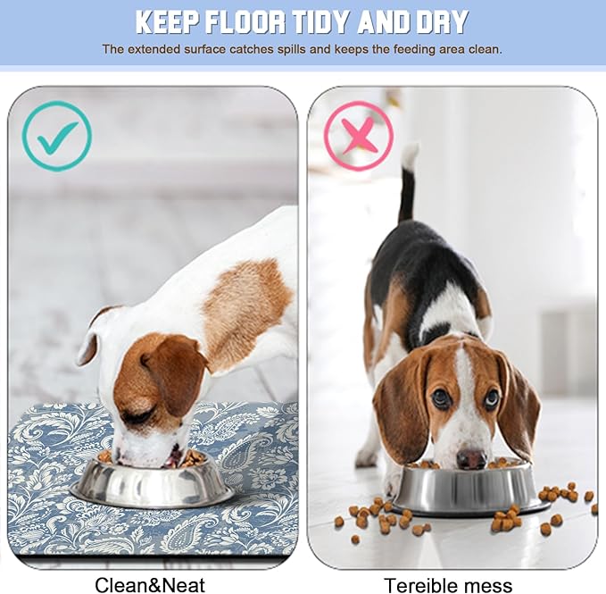 Dog Food Mat for Floors Waterproof Quick Dry Pet Placemat Cat Feeding Bowls Mats for Food and Water, Eco-Friendly Dog Accessories Diatomite Pets Supplies 16" X 24"