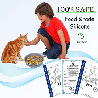 Slow Feed Dog Bowl & Cat Bowl (10 oz, Grey, Modern Silicone, Promotes Healthy Eating, Large Dogs & Cats, Multiple Pets)