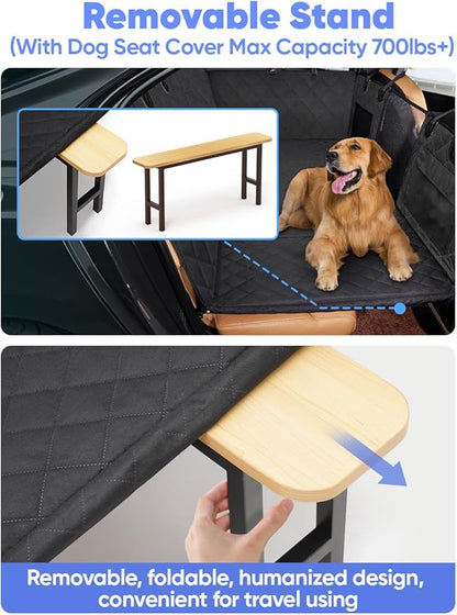 Turosur Dog Car Seat Cover for Back Seat with Hard Bottom Removable Stand Waterproof Dog Hammock for Car Travel Bed Pet Backseat Extender Protector for SUV Small Truck Holds 700 lbs