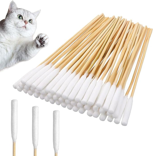 100 Pcs Large Cotton Swabs 6 Inch Dog Ear Swabs with Bamboo Handle for Dogs Soft Cotton Gentle and Lint-Free Dog Ears Clean Tips for Ear Cleaning Pet Care