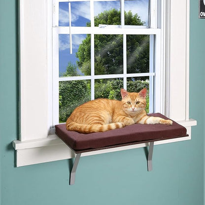 at Window Perch seat: Sunny Kitty Window Sill Shelf, with Fleece Foam Cushion & Washable Cover