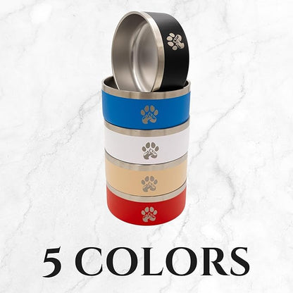Stainless Steel Dog Bowl for Small-Large Dogs | Double Wall Insulated, Non-Slip Base Heavy Duty Water and Food Bowls for Dogs & Cats | Pet Safe BPA Free & Dishwasher Safe | 64 Oz - Black