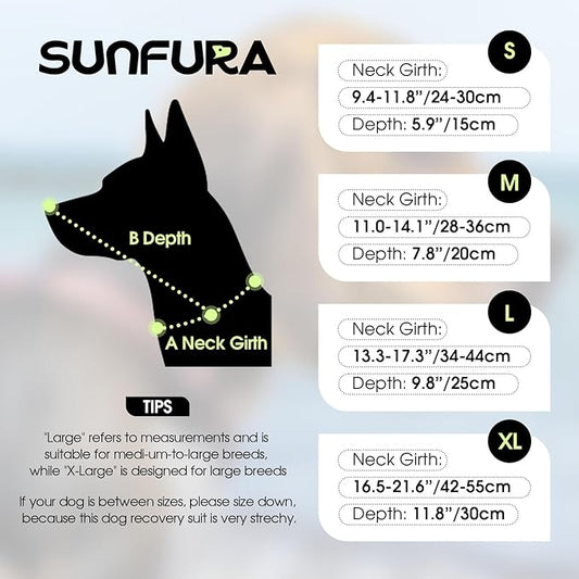 SUNFURA Dog Cone - Soft Cone for Dogs to Stop Licking, Pet E-Collar Alternative After Surgery, Adjustable Pet Recovery Collar for Wound Healing, Pine Green Small