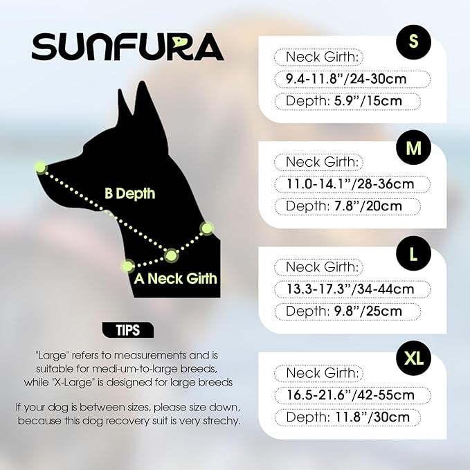 SUNFURA Dog Cones for Large Dogs, Soft Pet Cone Stop Licking After Surgery, Adjustable Pet E-Collar Alternative for Wound Healing, Dark Blue X-Large