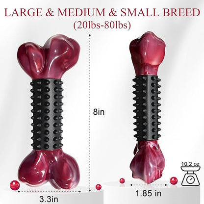 Apasiri 3-Pack Dog Toys for Aggressive Chewers with Bacon Flavor: Dog Bones for Large Dogs, 8" Chew Toys Long-Lasting, Tough Nylon & Rubber Dogs Toys