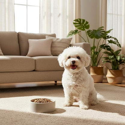 Ceramic Dog and Cat Bowl Modern Cute Weighted Food and Water Bowl Matte Glaze Pet Bowl for Replacement (Gray, 28.7 OZ)