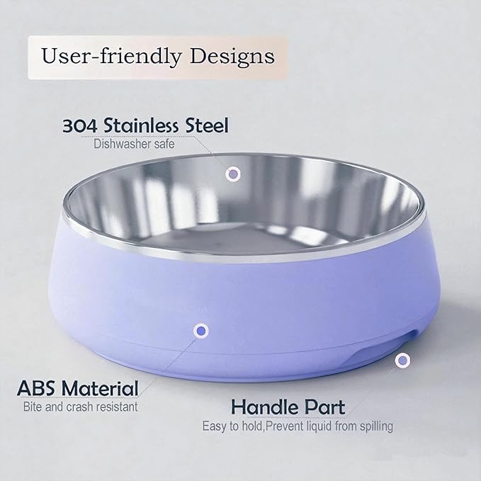 Purple Dog Bowl,32oz,Dog Bowls Stainless Steel,Dog Food Bowls for Medium Dogs,Dishwasher Safe