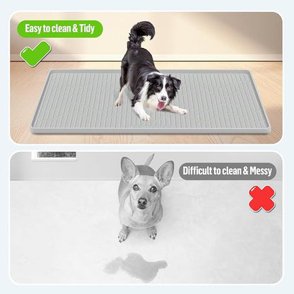 Pee Pad Holder for Dogs, 24" x 17" Silicone Pee Tray Mat High Edge, Leak-Proof, No Spill Pet Pad Holder for Puppy, Cat, Rabbit, Training Pads for Floor Protection, No Pee Pads