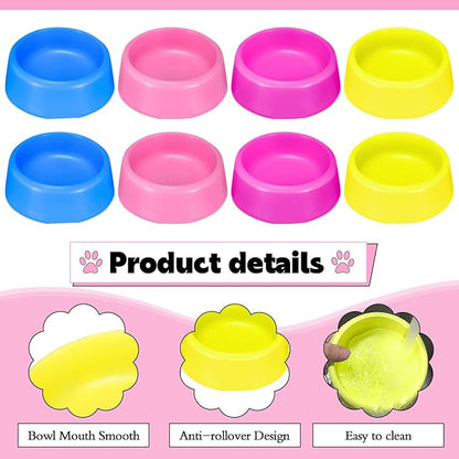 24 Pcs Puppy Bowls Puppy Birthday Party Supplies Pet Plastic Bowls Reusable Cat Food Feeding Water Dish Candy Colour Pet Dish for Dog Birthday Party Favors Blue Rose Red Yellow and Pink