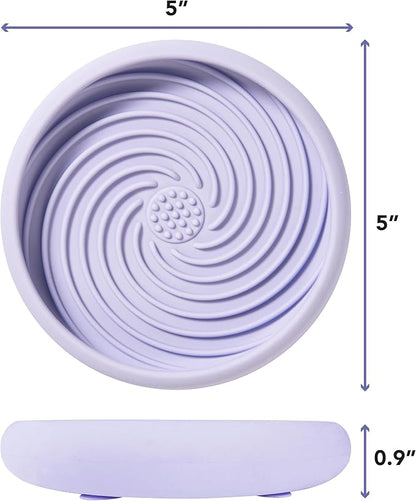 Awoo Lick Dish Silicone Dog & Cat Lick Mat & Slow Feeder with Suction Cups, Non-Slip, Dishwasher Safe, Extend Mealtime, Reduce Anxiety (Periwinkle)