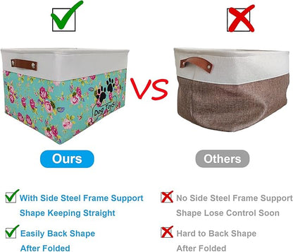 Large Collapsible Dog Toy Basket - Rectangle Bin for Pet Toys & Accessories