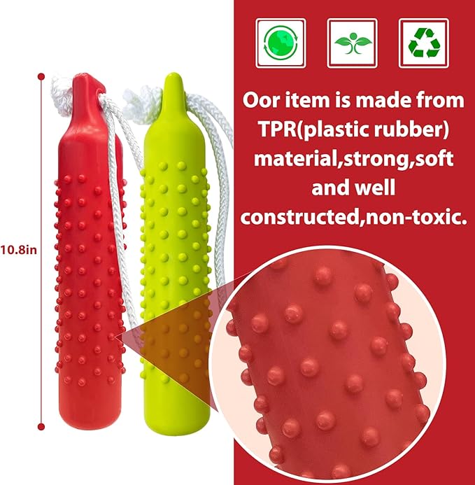 BINGPET Dog Float Bumper Toy 2 Pack,10.8 Inch Large Training Dummy Retrieving Bumpers Summer Pool Toy Tug Game for Large XL Dogs Retriever(Red & Green)