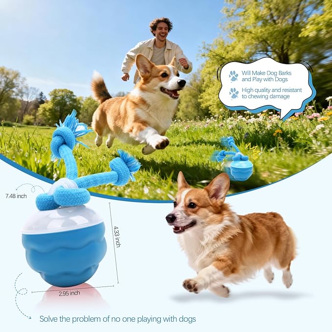 2026 New Interactive Dog Toys, Automatic Moving Dog Ball for Small/Medium/Large Dogs, Interactive Smart Rolling Dogs Toy Ball with Light Up to Keep Them Busy(Blue)