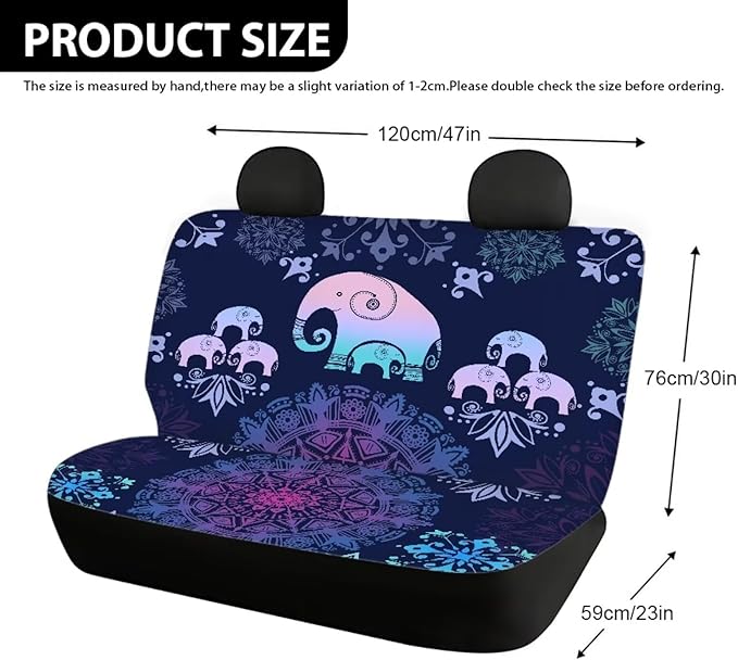 AFPANQZ Elephant Mandala Holiday Starfish Car Seat Cover Polyester Fabric Protector Accessories Soft Washable Decorations Cloth Backseats Rear Seat Cushion Protection