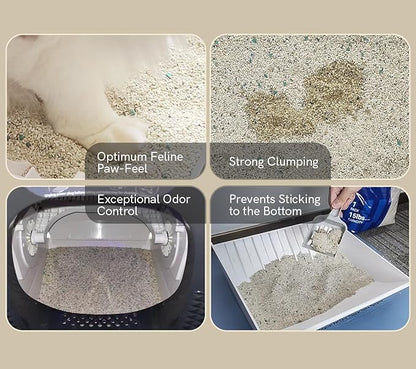 Premium Bentonite Cat Litter Sodium-Based, Clumping Cat Litter, Dust-Free, Strong Durability, Odor Control, Unscented Natural Mineral Formula Kitty Litter Bluk for RealScooper, 3 x 15 lb. Box
