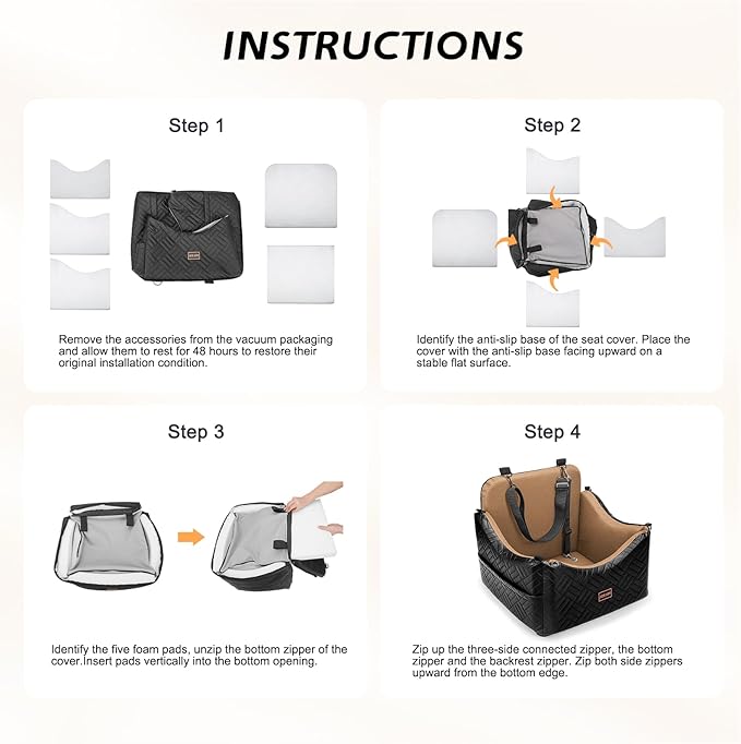 JOEJOY Dog Car Seats for Small Medium Dogs Under 35lbs, Waterproof PU Leather Dog Booster Seat with Detachable Cover, Thickened Memory Foam Pet Car Seat with Safety Belt and Storage Pockets