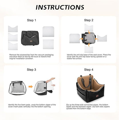JOEJOY Dog Car Seats for Small Medium Dogs Under 35lbs, Waterproof PU Leather Dog Booster Seat with Detachable Cover, Thickened Memory Foam Pet Car Seat with Safety Belt and Storage Pockets