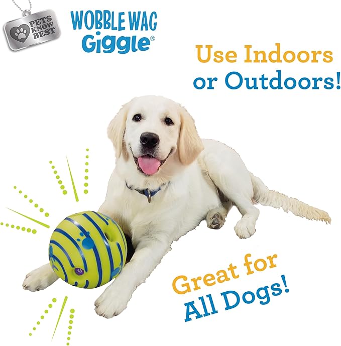Wobble Wag Giggle Ball, Interactive Dog Toy, Fun Giggle Sounds When Rolled or Shaken, Pets Know Best, As Seen On TV