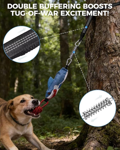 Outdoor Tether Tug Dog Toy with Ground Stake, Heavy Duty Rope Tug of War Toy for Aggressive Chewers, Interactive Self Play Yard Tug Toy for Large Medium Dogs