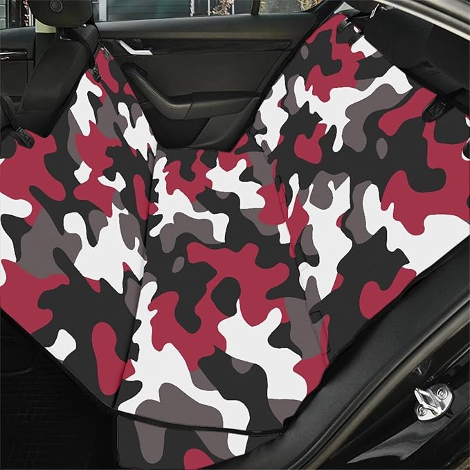 AFPANQZ Dog Car Seat Cover Camouflage Red Waterproof Pet Seat Cover for Back Seat Scratch Proof Nonslip Backing Hammock Heavy Duty Big Dog Seat Cover for Cars Back Seats Trucks and Suvs XL