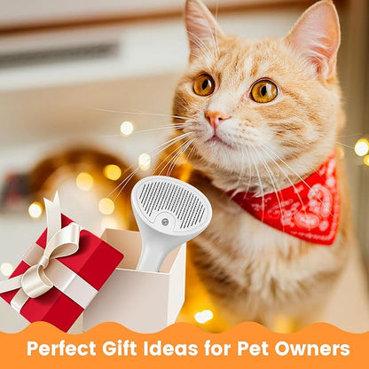 Pet Steam Brush for Dog & Cat, 4 in 1 Self Cleaning Cat Steam Brush for Shedding, Mist Spray Hair Removal Comb for Long Haired Pet Grooming, Effectively Prevents Flying Fur and Reduce Static
