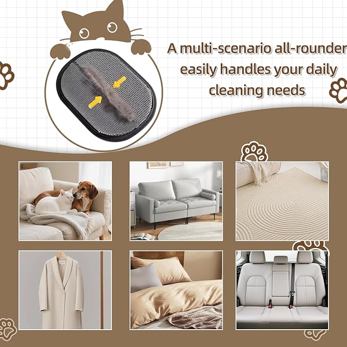 Pet Hair Remover Tool Glove for Cats & Dogs, Static Lint and Fur Removing Mitts for Laundry, Couch, Carpet, Clothing, and Auto Seats