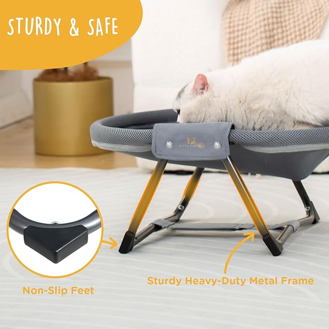 KITTY KINGDOM Elevated Cat Hammock Bed, Foldable No-Assembly Cat Bed with Breathable Mesh for Indoors and Outdoors Use, Lightweight Raised Pet Bed for Cats and Small Dogs