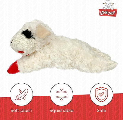 Multipet Lamb Chop Dog Plush Toy - Squeaky Toy for Small & Medium Dogs - Extra Soft Plush - Stuffed Animal for Cuddling & Playing (10",Cream,5 Squeakers),(Pack of 3)