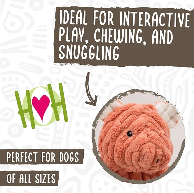 HuggleHounds Flatties - Dog Plush Toys to Keep Them Busy, Squeaky Crinkle Pet Toy for Small, Medium, & Large Dogs, Durable Stuffed Animal Toy, Bunny, Cow, & Pig - 3-Pack Barnyard HuggleFlatties, Small