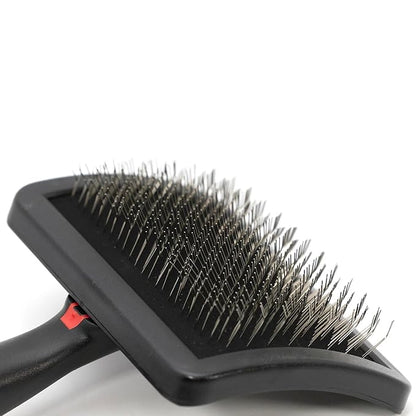 Jeffers Pet Dual Level Pin Universal Slicker Brush for Dogs, Cats & Small Pets - Curved Grooming Brush with Long & Short Pins for Shedding, Detangling, Finishing - Remove Mats & Dead Coat - Large