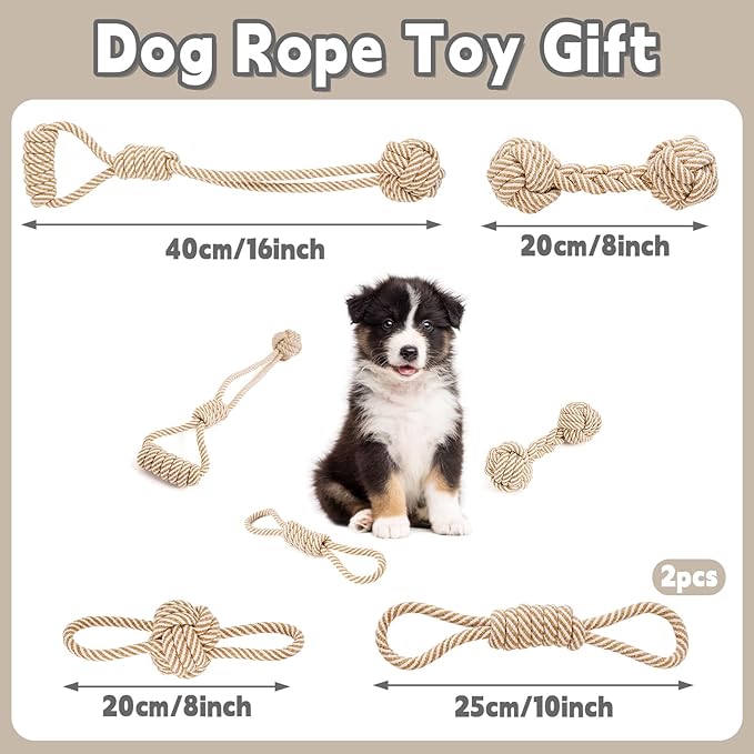 Dog Rope Toy for Small Dog 5pcs, Natural Chew Toys for Puppy, Medium & Small Dogs, Tug of War Rope for Puppies Clean & Relieve Teething