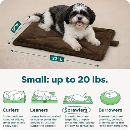 FurHaven ThermaNAP Self Warming Cat Mat, Dog Bed for Crates with Self-Warming Technology for Cozy Rest, Fully Machine Washable, Small, Plush Faux Fur, Espresso