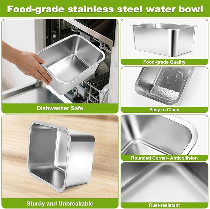 Adjustable Height Elevated Large Dog Water Bowls with Stainless Steel Bowls and Metal Stand，4-Level (8/10/12/14 Inches) Pet Bowl for Dogs for Large Medium Dogs - Durable, Easy to Clean (2.4gallon)