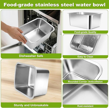 Adjustable Height Elevated Large Dog Water Bowls with Stainless Steel Bowls and Metal Stand，4-Level (8/10/12/14 Inches) Pet Bowl for Dogs for Large Medium Dogs - Durable, Easy to Clean (2gallon)