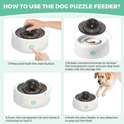 Interactive Dog Puzzle Toys & Treat Dispensing Slow Feeder - Dog Enrichment Toys for IQ Training, Mental Stimulating Toys for Healthy Digestion, Easy to Clean & Anti-Slip Design