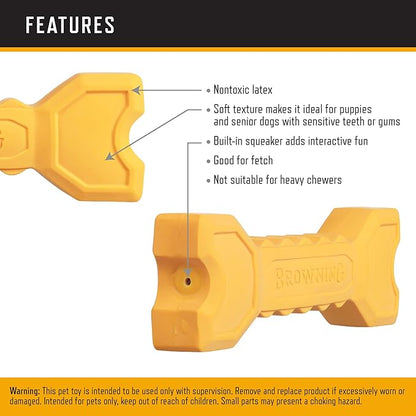 Browning Pet Training Tools, Durable Dog Toys for Tug and Fetch, Bone Squeaker (Gold), One Size