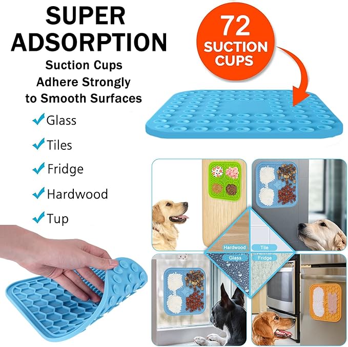 Dog Licking Mat, 3 Pcs Large Licking Mat for Dogs with Suction for Anxiety, Peanut Butter Dog Licking Mat Slow Feeder Dispensing Treater Lick Pad for Dogs Cats Grooming Bathing and Training