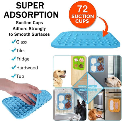 Dog Licking Mat, 3 Pcs Large Licking Mat for Dogs with Suction for Anxiety, Peanut Butter Dog Licking Mat Slow Feeder Dispensing Treater Lick Pad for Dogs Cats Grooming Bathing and Training