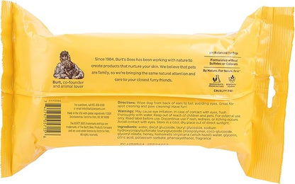 Burt's Bees Dog Wipes for Daily Grooming - Deodorizing Pet Wipes for Dogs, Cleans Paws & Face - A Waterless Bath & Dog Grooming Supply with Witch Hazel - Plant Based Dog Wipes, 100 Count