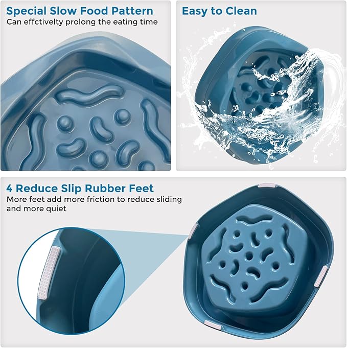 VANNON Slow Feeder Dog Bowls Non Slip Puppy Bowl Durable Dog Puzzle Feeder Bloat Stop Food Bowls for Puppy and Small Dogs, BPA Free, 2 Cups, Blue