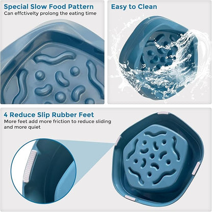 VANNON Slow Feeder Dog Bowls Non Slip Puppy Bowl Durable Dog Puzzle Feeder Bloat Stop Food Bowls for Puppy and Small Dogs, BPA Free, 2 Cups, Blue
