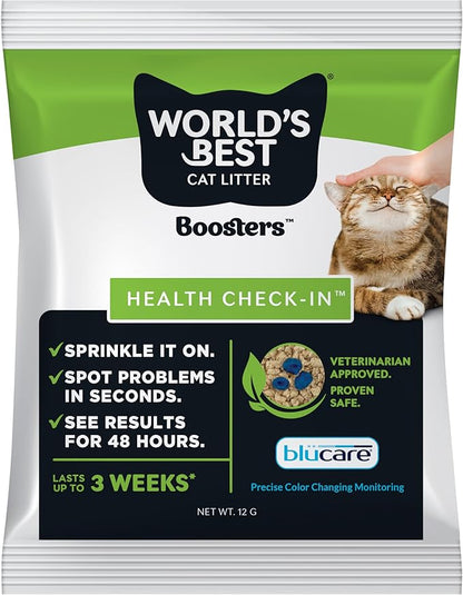 WORLD'S BEST CAT LITTER® Boosters™ Health Check-in™ | Cat Litter Additive for Health Monitoring | UTI Monitoring and Detection with Color Changing Indicator | Vet Approved | Single Packet, 12g