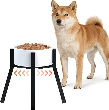 Raised Dog Bowl Stand Medium-Sized Dogs with Adjustable Width (7-10.6"),Single Food and Water Stand Feeder(Bowls Not Included)