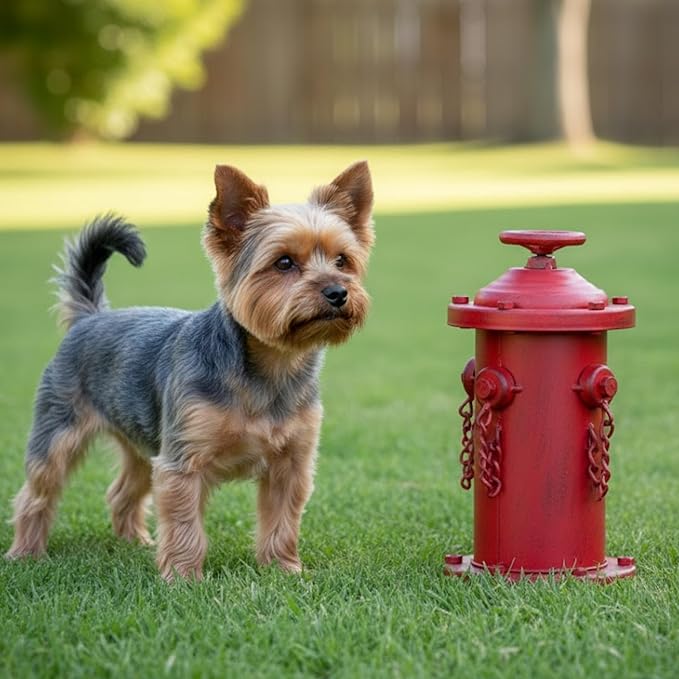 Fire Hydrant for Dogs to Pee On, 7.7" Metal Dog Fake Fire Hydrant Pee Post Red for Indoor Training Outdoor Garden Statue