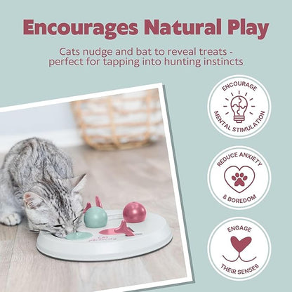 Trixie Cat Activity Flip Board – 4-Module Treat Puzzle Enrichment Toy for Mental Stimulation & Slow Feeding – Interactive Cat Toy for Indoor Cats – Berry/Gray, 9 x 9 x 2.5 in
