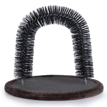 Hollypet Self Grooming Massager and Scratcher Toy - Cat Arch Brush for Back Grooming, Hair Cleaner Pads, Dark Brown